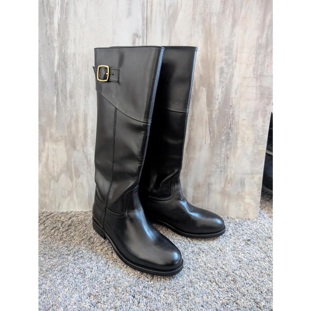 MNG By Mango Black Tall Riding Boots with Buckle Detail Eur 36 US 6